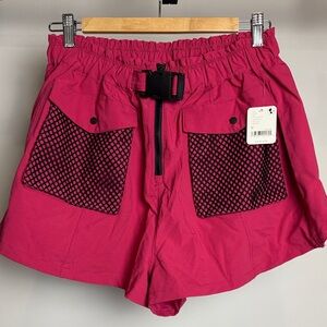 Free People Movement Women’s Pink Utility Mesh-Pocket Shorts Size M